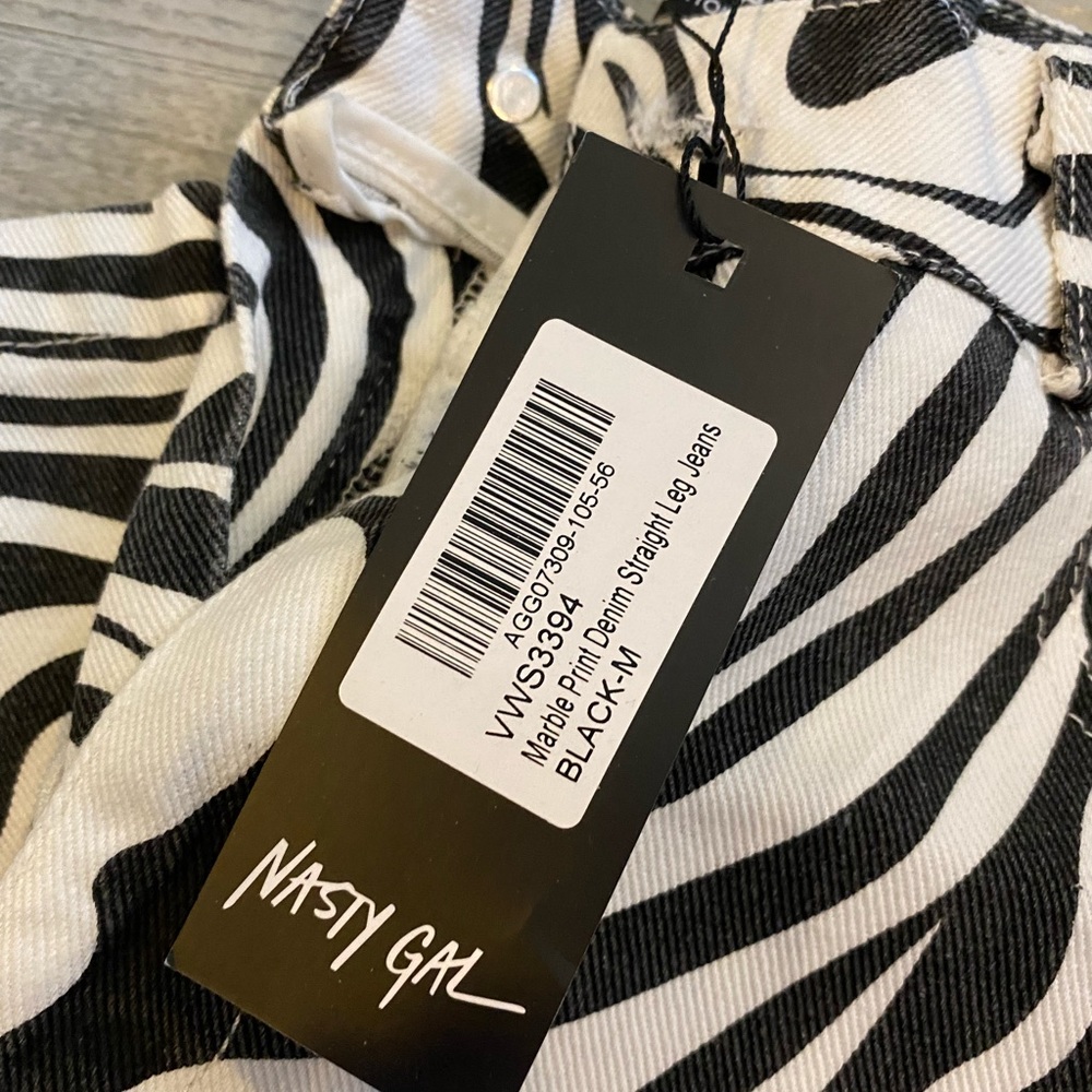 NWT nasty gal marble print denim straight leg jeans - Picture 3 of 6